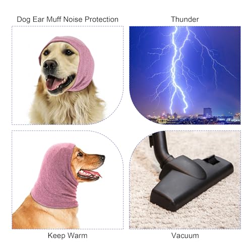 Image of Quiet Ears for Dogs, Rbenxia 1 Piece Dog Ear Cover Hoodies Dog Ear Muffs Headband Noise Ear Protection Warm Winter Ear Scarf (Pink, Medium)