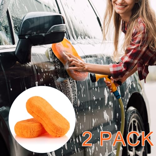 Image of Tanlade 2 Pcs Large Car Wash Sponge, Foam Sponge for Clean, Orange