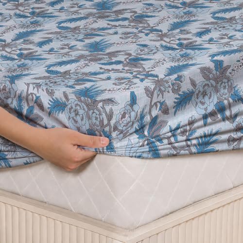 Image of LANE LINEN Symphony 100% Cotton 144TC King Bedsheet Set, 3 Piece, Printed