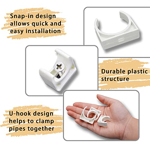 Harskiyer 20Pcs U-Shaped Pvc Water Pipe Clamps, Pex Pipe Support Hangers U-Hook Pex Holder Clips Socket Fit For 20Mm Od, Compatible With 1/2" Id Pvc Pipe #TOP2