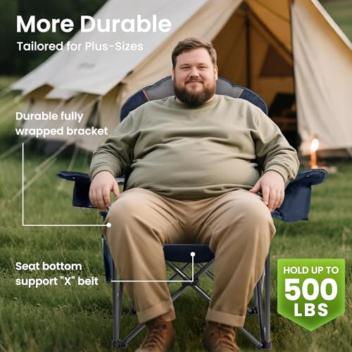 Foristrail Oversized Camping Chair Heavy Duty 500LB - Portable Folding Chair with Cooler Bag, Cup Holder & Waterproof Phone Case for Adults, Beach, Hiking, Backyard の商品画像 5