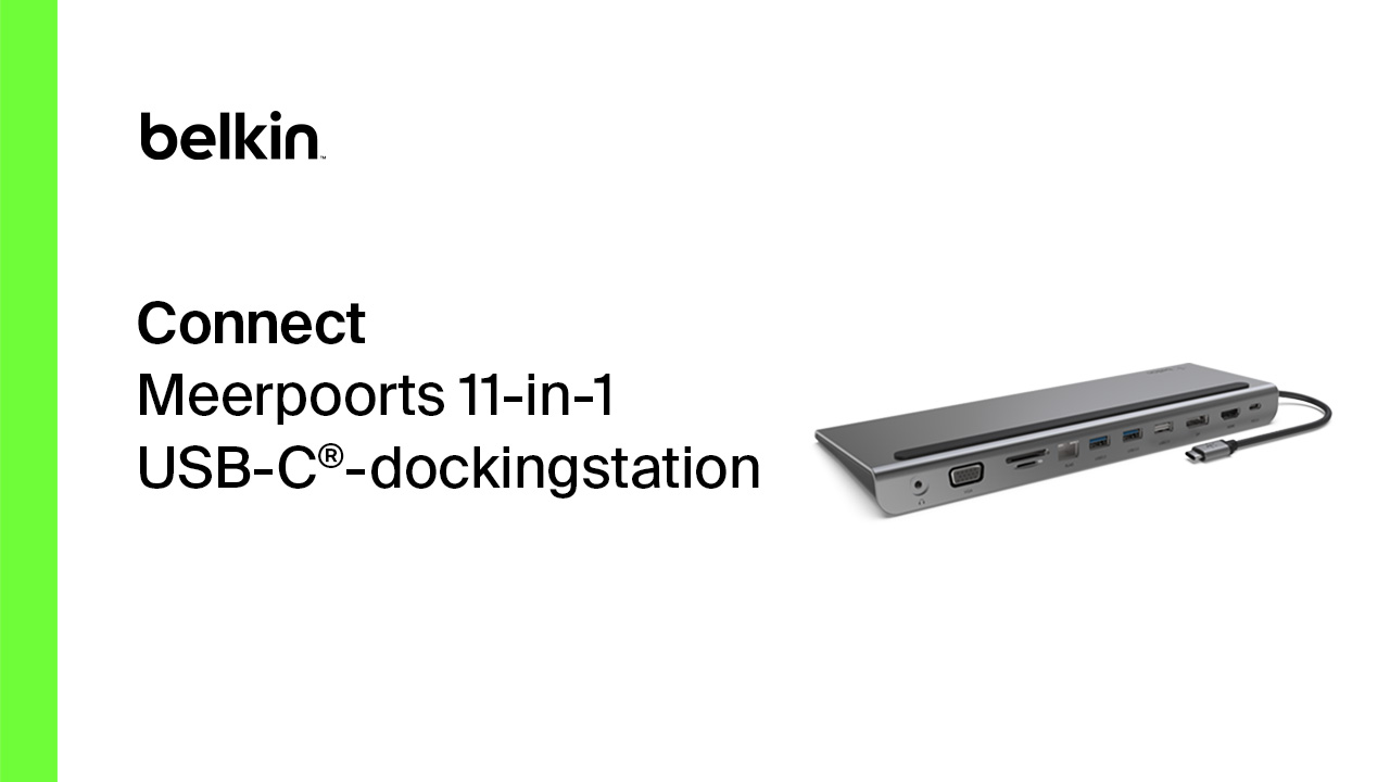 Belkin USB C-hub, 11-in-1 meerpoorts adapterdock met 4K HDMI, DP