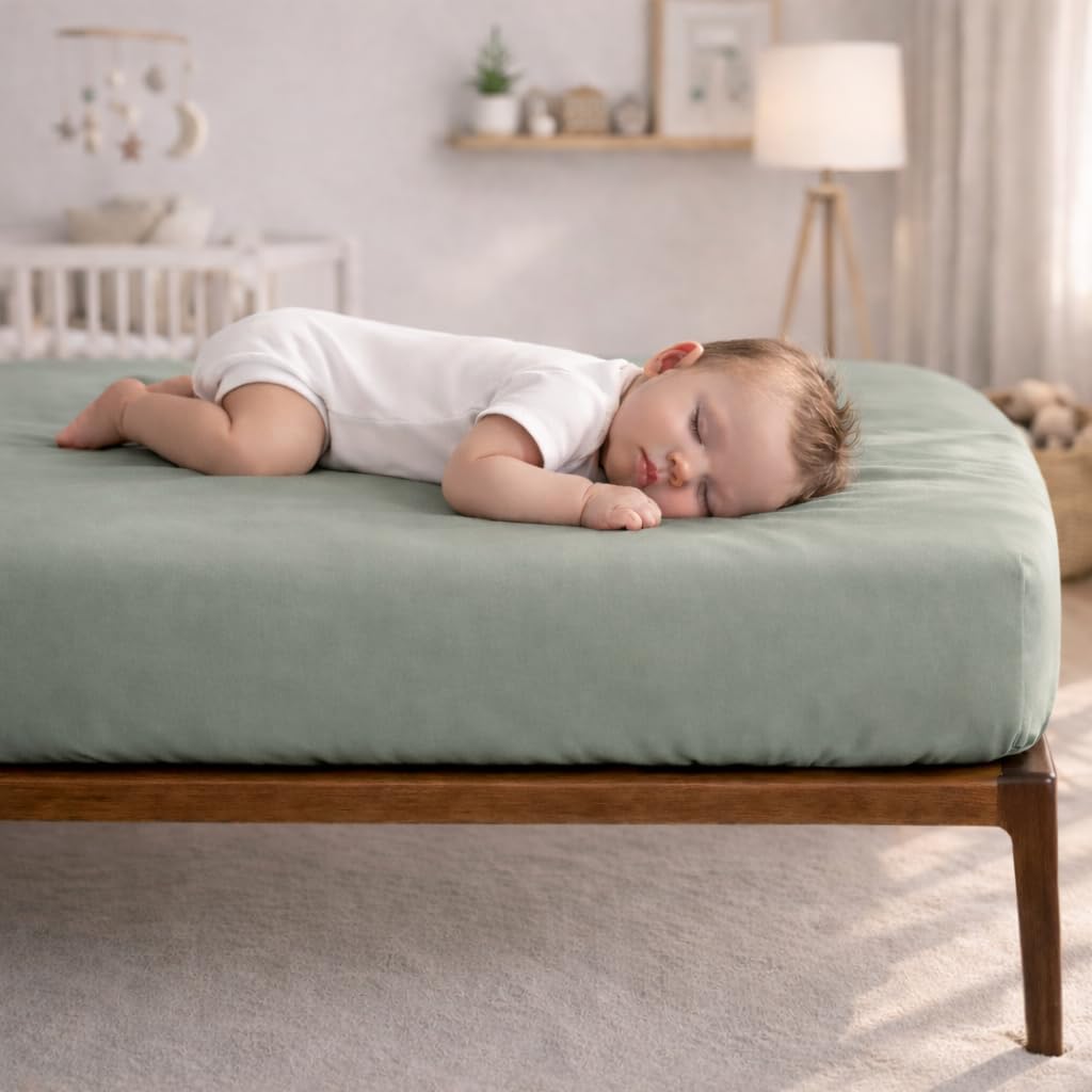 Crib Sheet – 100% Organic Turkish Cotton, GOTS Certified Premium Weight, Ultra Soft, Breathable Fitted 1 Pack - Toddler Bed Mattress Sheets for Boys & Girls