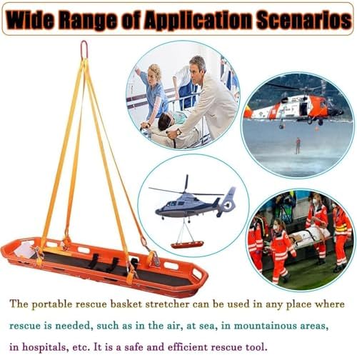 Heavy Duty Basket Stretcher - 595 lbs Load Capacity, Portable Split Design, Adjustable Foot Stabilizers, Safety Belts & Multi-Point Handles for Wilderness Emergency Rescue