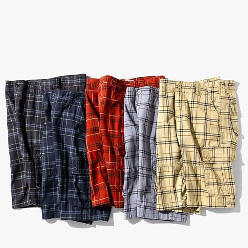Shorts casuales de hombre a cuadros con bolsillos miniatura 6