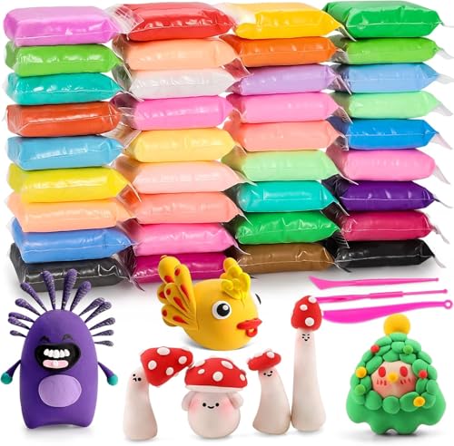 EDIFON Air Dry Clay Kit, 36 Colors Modeling Clay with Tools, Ultra Light, Safe and Non-Toxic, Ideal Gift for Kids (36 Colors+ Tools)