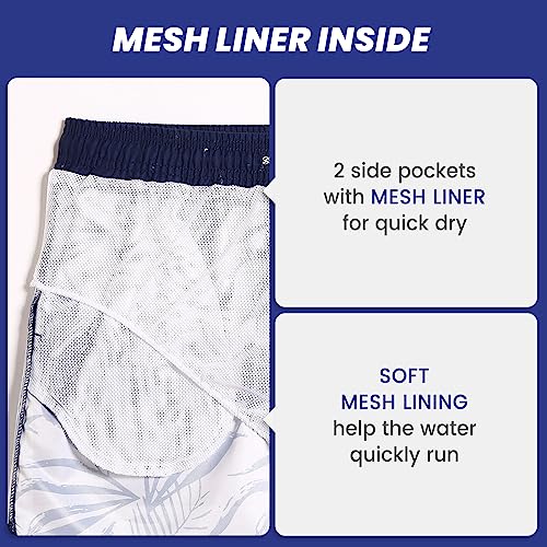 maamgic Mens Boys Short 80s 90s Vintage Swim Trunks with Mesh Lining Quick Dry Swim Suits Board Shorts