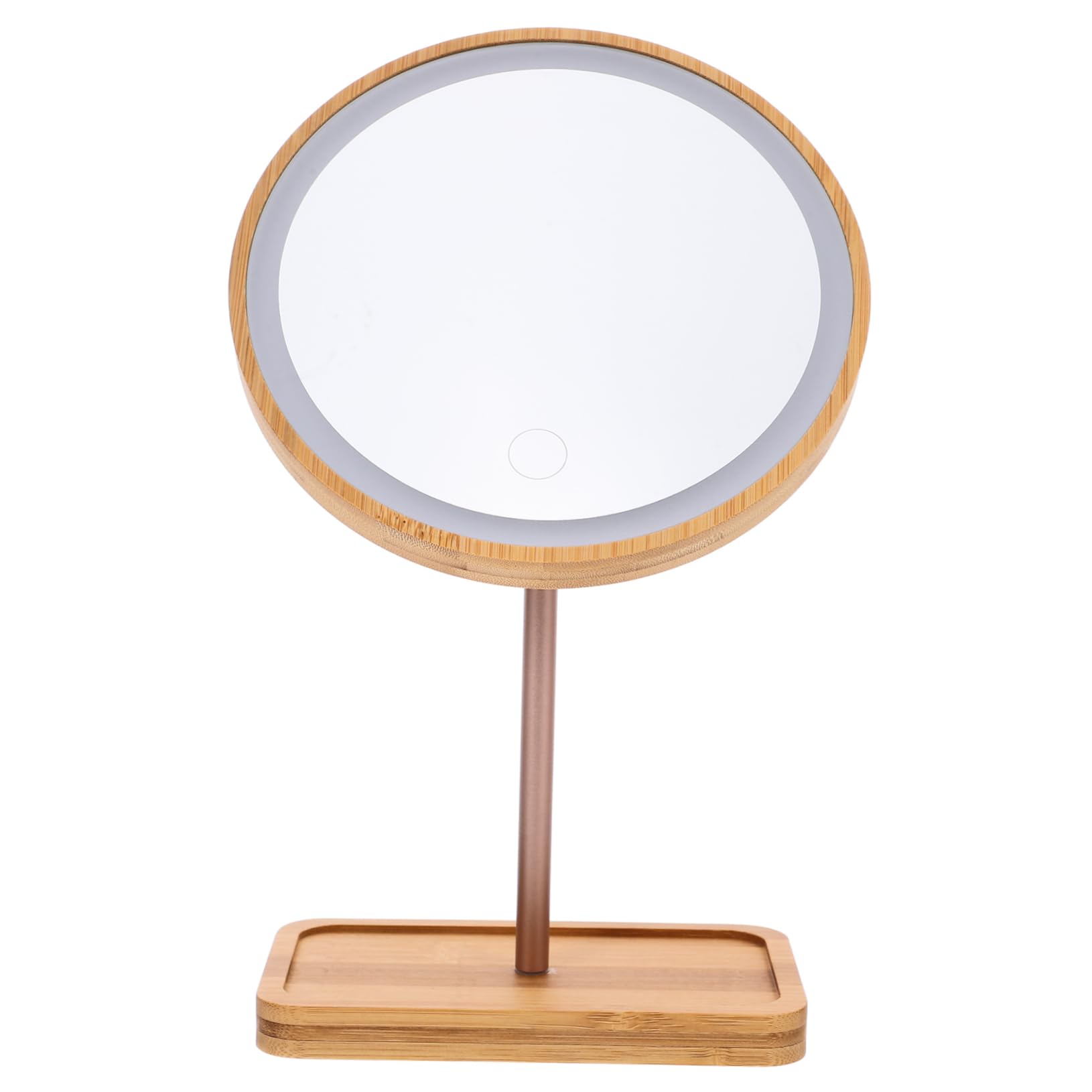 Miroir de maquillage bois LED Healvian rotatif avec plateau pour coiffeuse