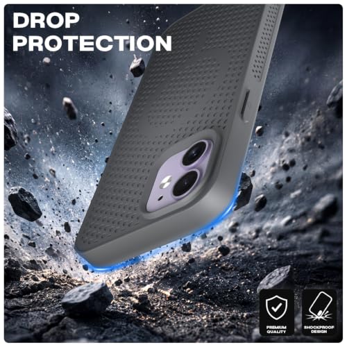 Image of Pikkme Back Cover for iPhone 12 /12 Pro | Honeycomb Cooling Design | Silicone Heat Dissipation | Mag-Safe Compatible | Shockproof Camera Protection Bumper Case (Grey)