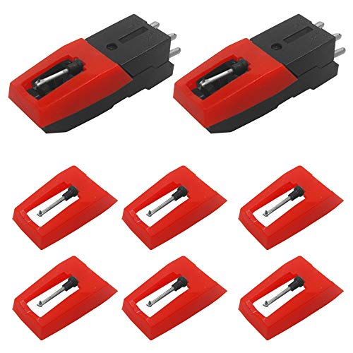 Set of 10 Vinyl Record Player Turntable Cartridge With Universal Replacement Stylus Needles, DaKuan 2pcs Turntable Record Player Cartridge & 8pcs Needle Stylus for LP Phonograph Record Player