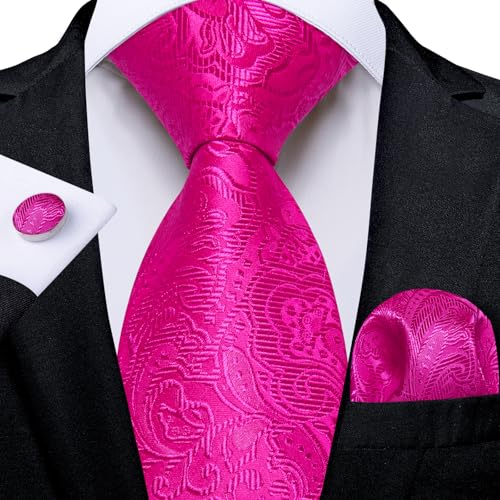 Image of DiBanGu Silk Men's Tie Set Jacquard Woven Ties and Pocket Square Fashion Necktie and Handkerchief Cufflinks Tie Accessories