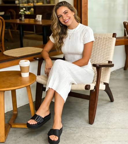 Image of Haifago Women's Platform Sandals with Arch Support, Summer Beach Slides Adjustable Buckle Comfortable Lightweight EVA Slip on Slide