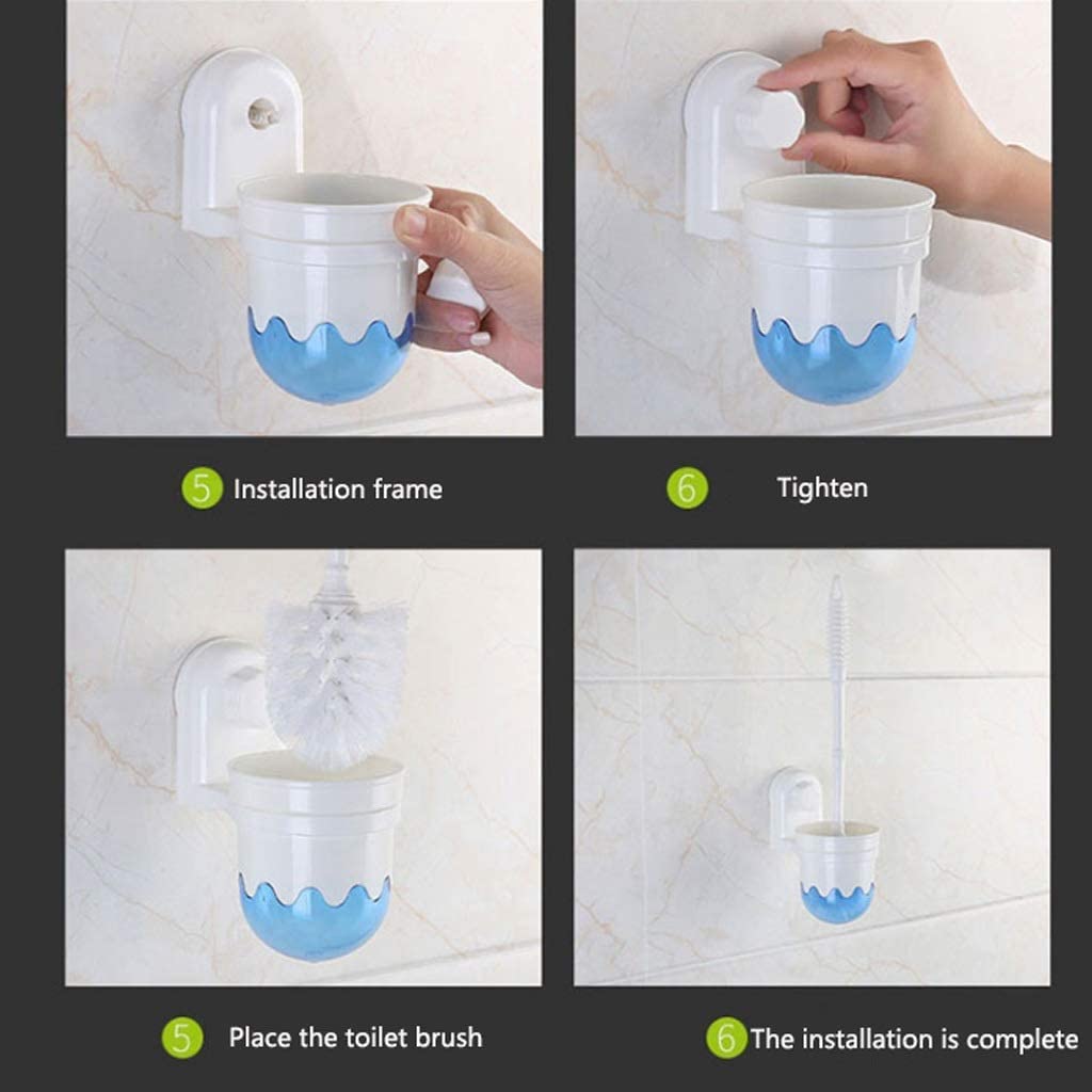 Escobillero de Pared con Mango Largo - Escobillero de plástico con Soporte para una Limpieza fácil del baño - Estropajo Esencial para Mayor higiene y Comodidad (Blanco)