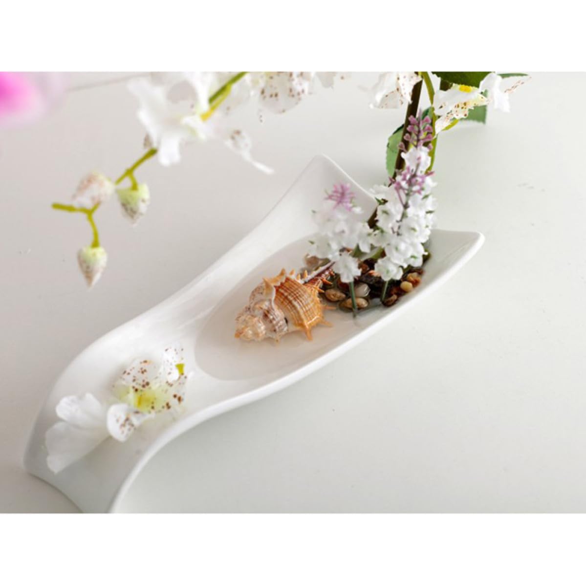 Orchidée Phalaenopsis Artificielle en Pot, Fleur Soie Blanche Décorative