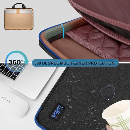 Image of Laptop Case 15.6 Inch Briefcase Military-Grade Protection with Detachable Belt Bag, Compatible All Model of 15-16 Inch MacBook Pro and Most Popular 15.6 Inch Notebooks Chromebooks (Black Blue)