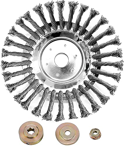 FUMHEUF Aggiornamento 6 "filo spazzola in acciaio per diserbo vassoio Trimmer testa con diserbatore lama kit adattatore per tosaerba decespugliatore utilizzato