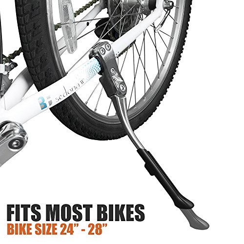 Image of BV Rear Bike Stand for 24 inch-28 inch Bikes - Adjustable Bike Kickstand for Adult Bike with 8 Height Levels, Non-Slip Foot & Clamp Grip - Weather-Resistant Aluminum Alloy Bicycle Stand for Road, Mountain BMX