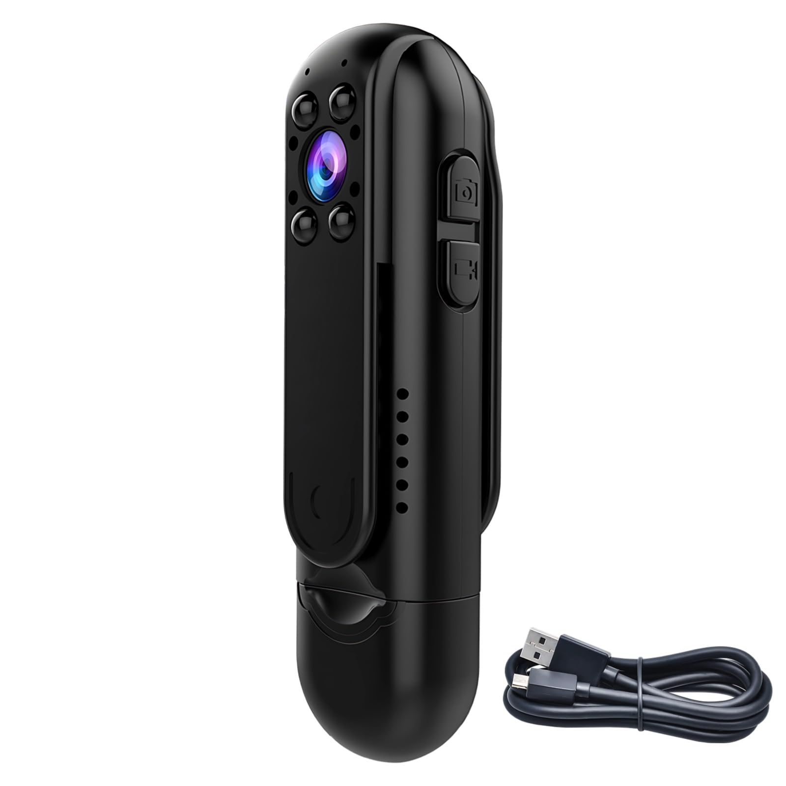 Mini kamera HD 1080P, przenośna kamera, szerokokątny obiektyw 140°, noktowizor na podczerwień, 6-godzinna żywotność baterii, do sportów na świeżym powietrzu, nadzoru, organów ścigania