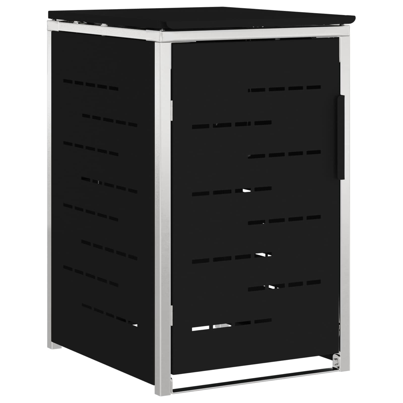 Mülltonnenbox 240L Schwarz Erweiterbar | Soft-Close Deckel, Magnetverschluss, Lüftungspanels, Kabelverbindung für Außenbereich