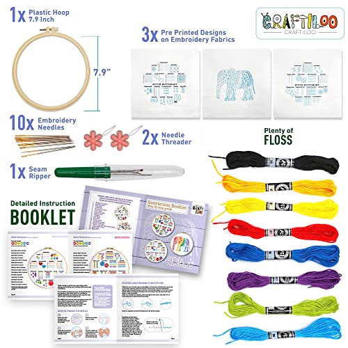 Learn 30 Stitches Elephant Embroidery Kit For Beginners Embroidery Kit With Stamped Embroidery Patterns. Embroidery Kits. Embroidery Starter Kit. Needlepoint Cross Stitch Kit For Kids & Adults #TOP4