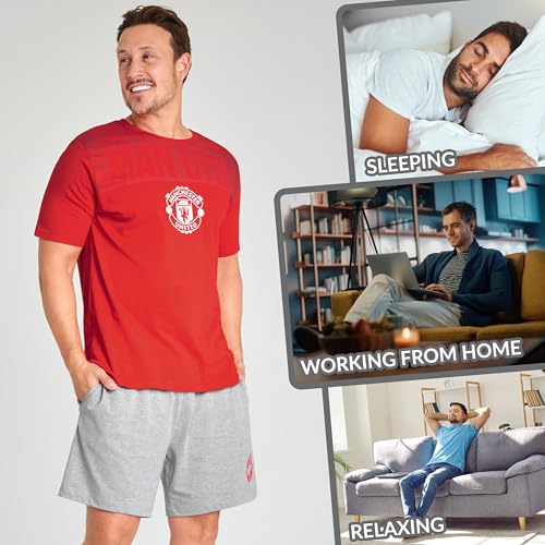 Manchester United F.C. Mens Pajamas Set, Breathable 2 Piece Short Lounge Wear - Gifts for Men3
