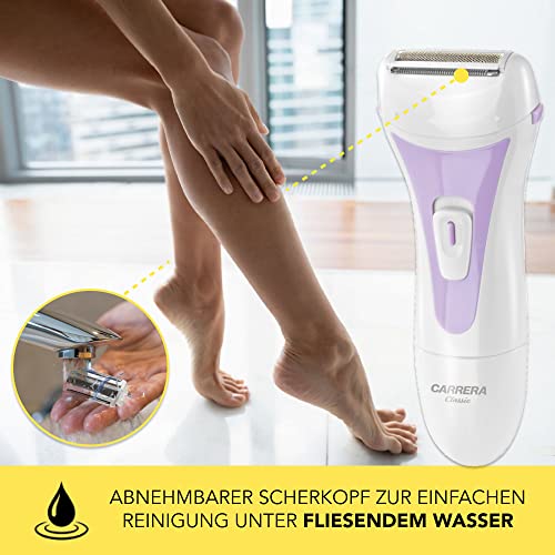 Carrera Classic Damenrasierer batteriebetrieben, Nass-Trockenrasur, Edelstahlklinge, 2 Langhaarschneider, Aufbewahrung - Image 4
