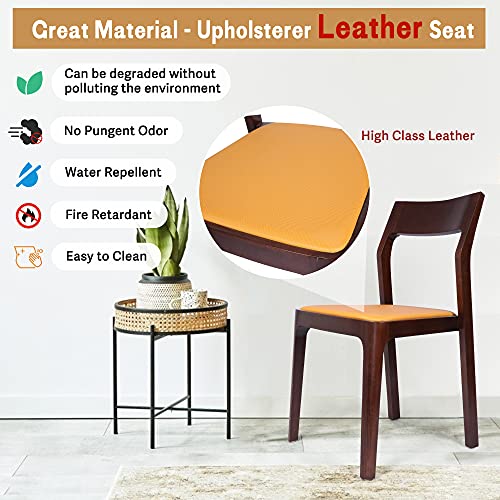 Luckyermore Mid Century Morden Dining Chair Set Of 2 Solid Wood Walnut Kitchen Chairs Farmhouse Fully Assembled Upholstered Leather Cushion Heavy Duty Hold Up To 500 Lbs #TOP3
