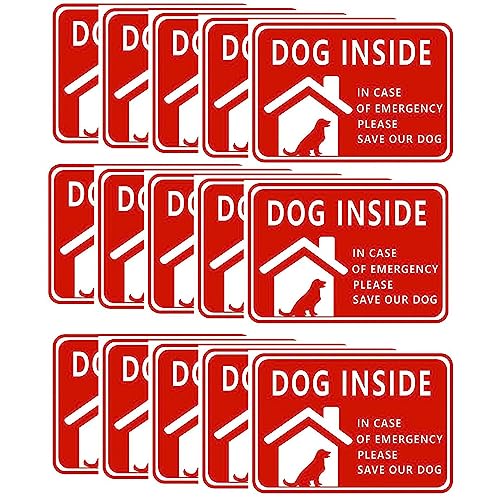Image of CVANU Dog Inside in Case of Emergency Please Save Our Dog Warning Safety Self-Adhesive Waterproof PVC Vinyl Sign Sticker Size (11.7inchX8.3inch) Pack of 15