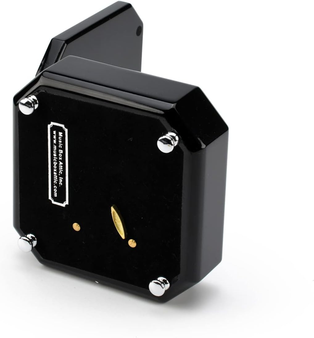 Midnight Black 18 Note Hi Gloss Beveled Musical Jewelry Box - Many Songs to Choose - Rock Around The Clock