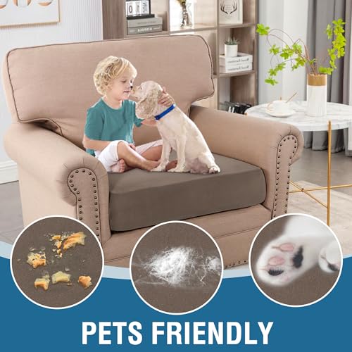H.VERSAILTEX Fleece Couch Cushion Covers Stretch Chair Covers for Living Room Armchair Sectional Couch Covers Comfortable and Durable Fabric(1 Seater Cushion Cover, Taupe) - image 5