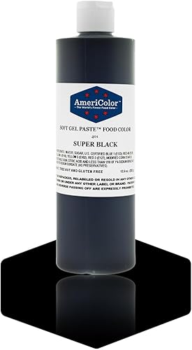 Americolor, colorante de alimentos, 13,5 onzas, color negro intenso, negro , Super Black