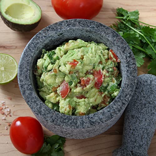 Laevo Mortar And Pestle Set (Large) | Gray Granite | Stone Spice Grinder | 2.1 Cup Capacity | 5.5 Inch | Reversible | Molcajete Mexicano | Guacamole, Pesto, Spices |Large Mortar & Pestles | Gift Set #TOP5