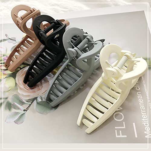 Nalodu 5 Pack Hair Claw Clip Large Matte 4.3 Inch No Slip Big Butterfly Jaw Clips Clamp Assorted Colors For Thin Fine Medium Thick Hair Women And Girls #TOP3
