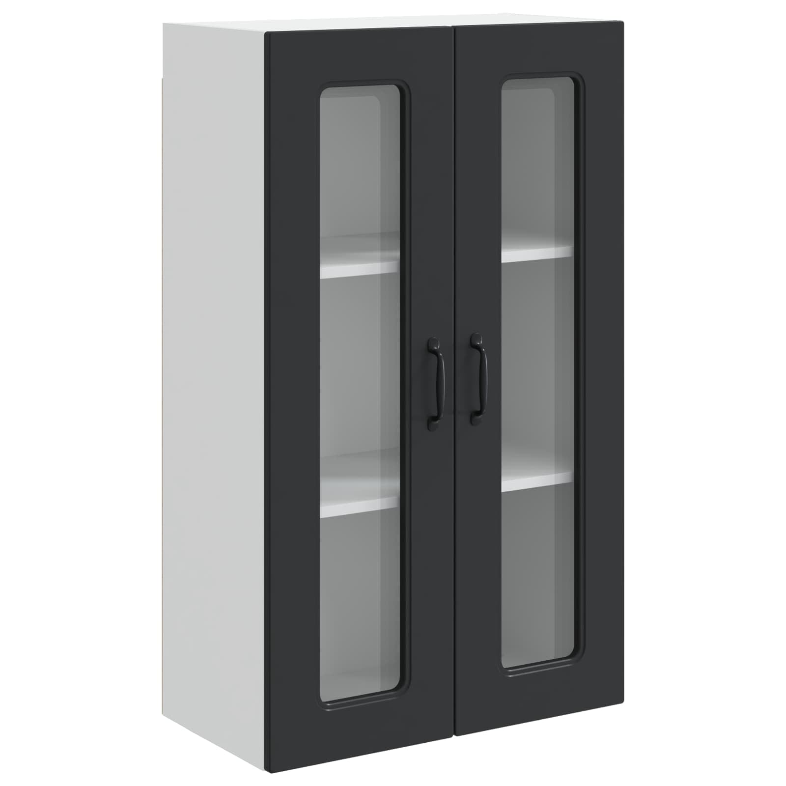 Kalmar Küchenschrank, Schwarz, 60x31x100 cm, Holzwerkstoff, freistehend, Robustes Küchenmöbel mit reichlich Stauraum für Kochutensilien