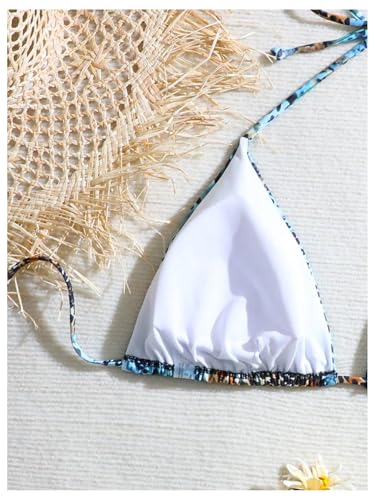 WDIRARA Women's Plus Size Leopard Print Bikini Tops Halter Triangle Bathing Suit Top4