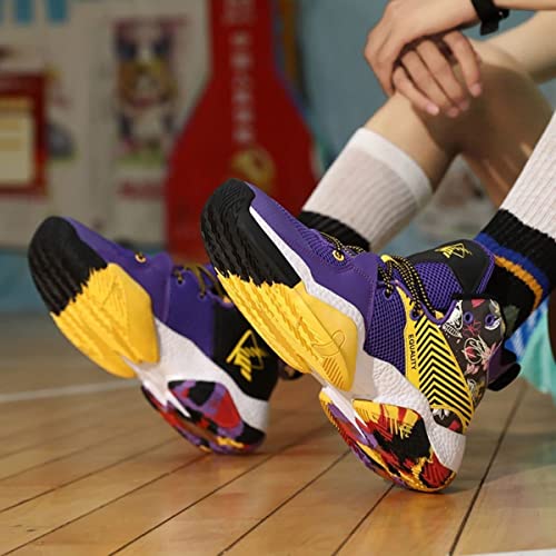 Bolognifi Tênis de basquete masculino antiderrapante para jovens, botas de basquete de cano alto, mo