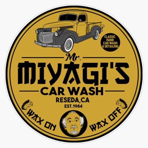 Leyland Designs Mr Miyagi car wash Bumper Sticker Window Water Bottle Decal 5''