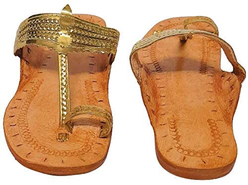 EthnicVibes Kolhapuri - Scarpe basse da donna in pelle morbida Chappal etnico indiano Jutti Khussa ST413