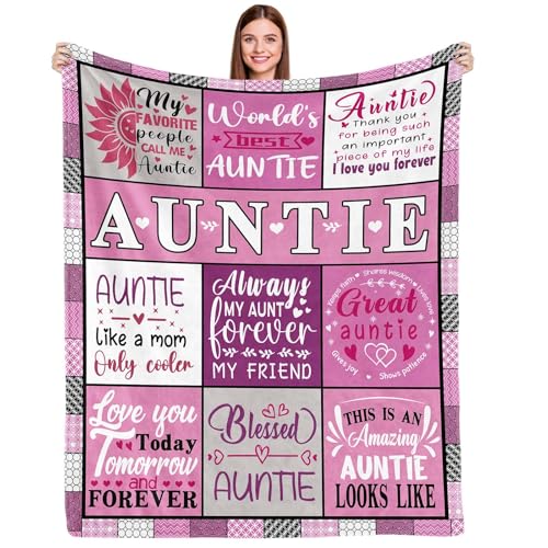 COZYCRIB Auntie Gifts,Auntie Christmas Mothers Day Birthday Gifts,Best Auntie Gifts from Nephew Niece for Aunty Aunt,Soft Flannel Throw Blanket(60x50Inch)