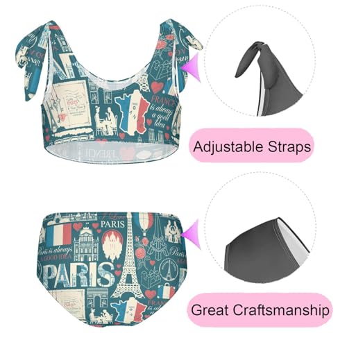 Girls' Swimwear France Paris Toddler Bathing Suit for Girls Swimsuit Size 3-12T Bikini Set2