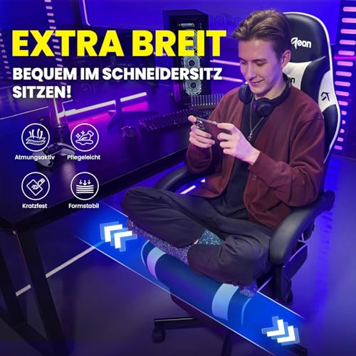 Riftracer Gaming Stuhl Chair Gamer Sessel - Büro‑ und Gamer‑Drehsessel, höhenverstellbar, mit Fußstütze, Kopf‑ und Lendenkissen… – Ansicht 4