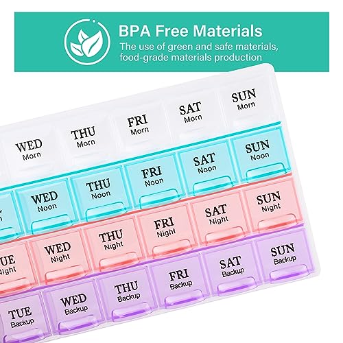 Image of Large Weekly Pill Organizer 4 Times A Day, 7 Day Pill Box，(3Pack)