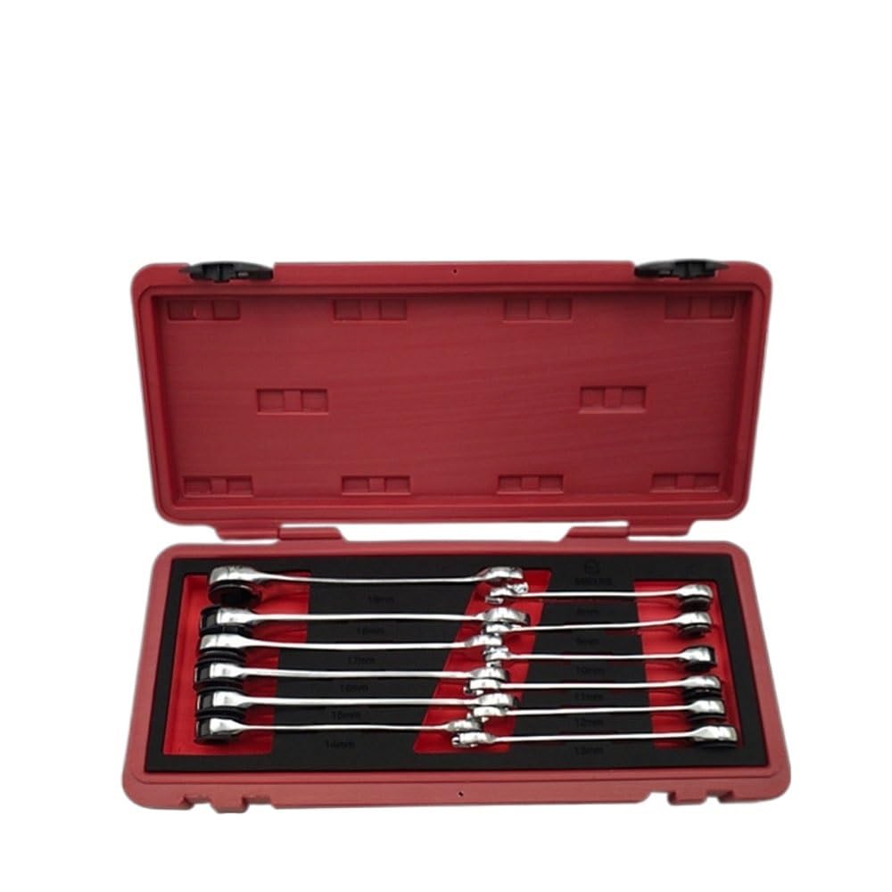 LAPooh Spanner Set 9/12Pcs Tubing Ratchet Combination Wrenches Flex/Fix Head Open End Wrench Oil Spanners Ratchet Spanners (Color : 12pcs Fix Head)