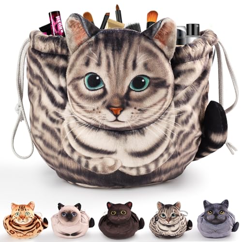 Gatito Bolsa De Maquillaje DiseñO De CordóN,Organizador De Maquillaje Gran Capacidad,PortáTil Neceser Maquillaje Viaje,Makeup Bag Mujeres Y NiñAs