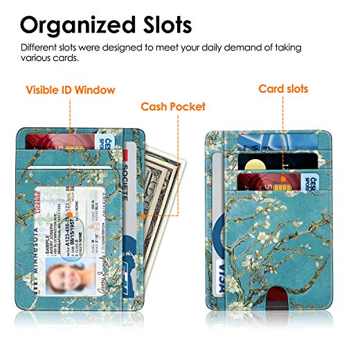 Image of FINTIE Slim Minimalist Front Pocket Wallet, RFID Blocking Credit Card Holder Card Cases with ID Window for Men Women (Blossom)