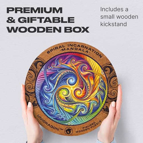 UNIDRAGON Original Holzpuzzle — Mandala Spiral Incarnation, 700 Teile, Royal Größe 17.7 x 17.7 Zoll (45 x 45 cm) Schöne Geschenkverpackung… – Ansicht 4