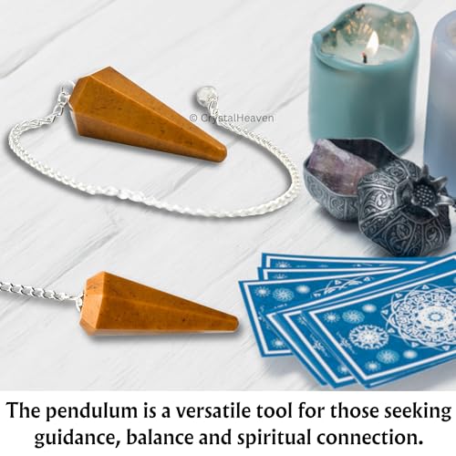Image of Yellow Jasper Pendulum Dowsing Tool - Natural Crystal Pendulum for Spiritual Guidance - Premium Dowser Pendulum for Accurate Divination and Energy Healing - Perfect for Energy Healing and Chakra Balancing - Handcrafted with Precision and Elegance
