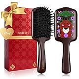 SIMETRA Wooden Paddle Hair Brush Unique Pattern Hair Brushes for Women Wet Brush Detangling Brush Guinean Ovangkol Hardwood Bristles for Scalp Massage for Men Kids for All Hair Types Gift (Cheetah)
