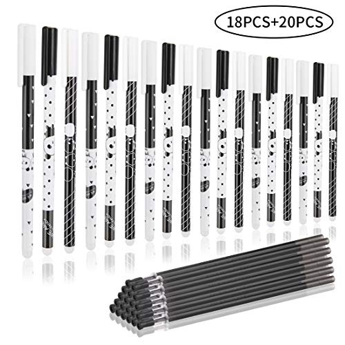 BBLIKE Lot de 12 stylos roller effaçables Pilot Frixion et 20 recharges de stylo à bille avec encre gel à friction Pointe 0,5 mm 18 Noir