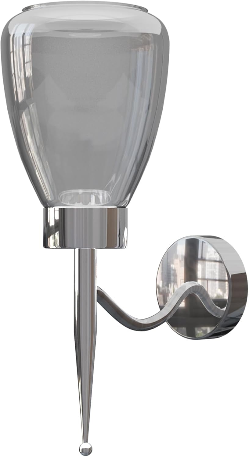 LEDSone Modern Wall Sconce with Smoked Glass Shade - Chrome Finish, Decorative Indoor Lighting Fixture, Ideal for Living Room, Bedroom, Hallway, and Entryway - Elegant Wall Lamp (Style 4)